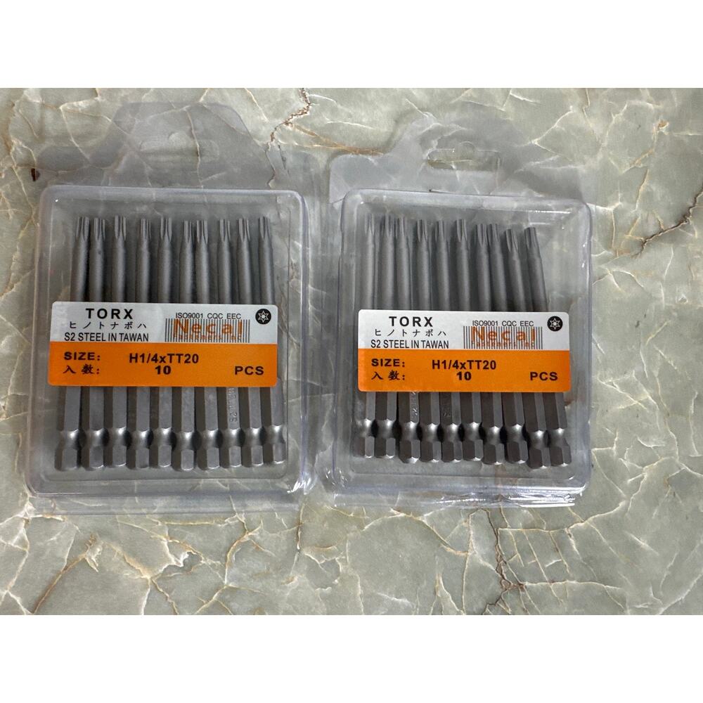 20 Pcs T20 Magnetic Torx Screwdriver Bits, 1/4 Inch Hex Shank 3-inch Length S2